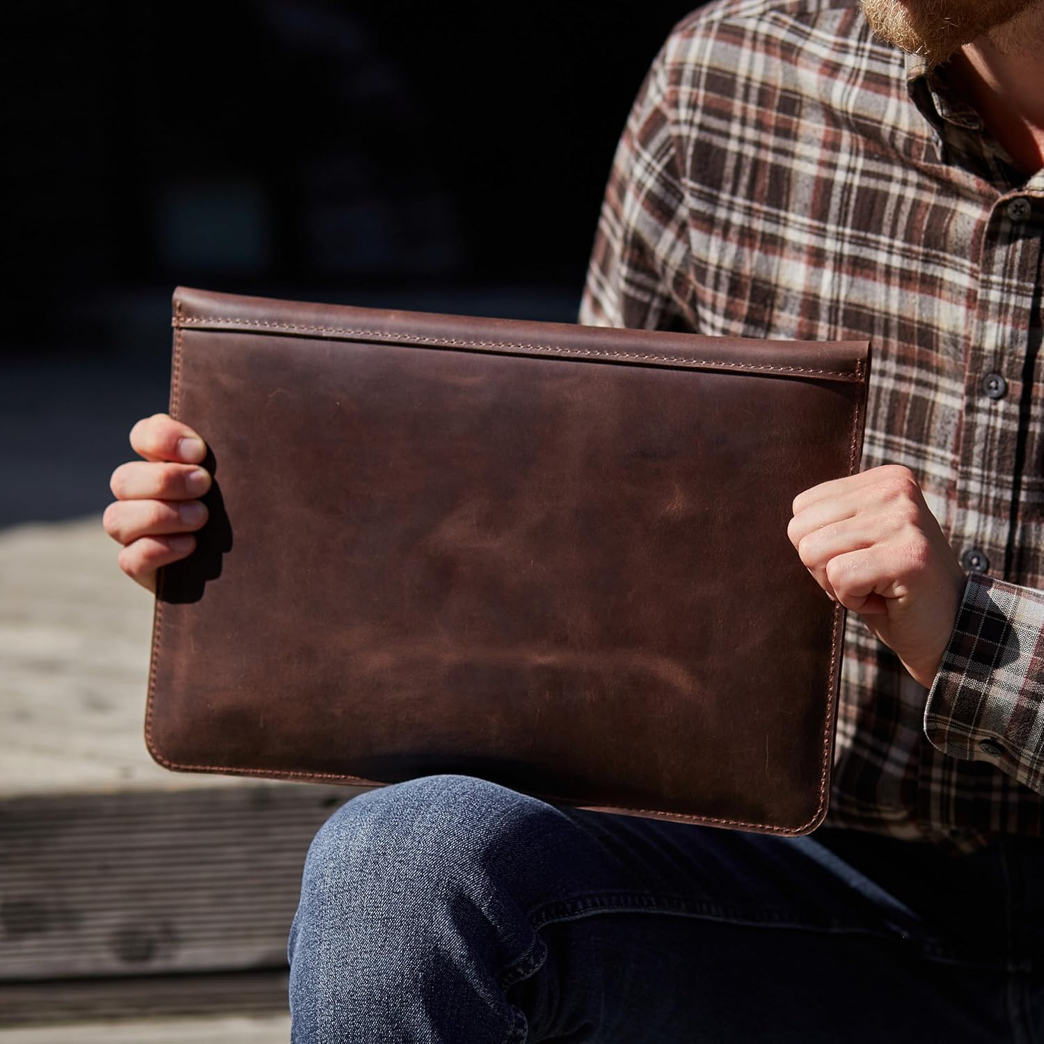 Leather Laptop Case Made for MacBook Pro M4 14 inch Sleeve - Brown PC Case Compatible with MacBook Pro 14' M1 M2 M3 M4 Max A2442 A2779 A2992 A2918 A3402 2023 2024 2025 Genuine Vintage Leather, Brown