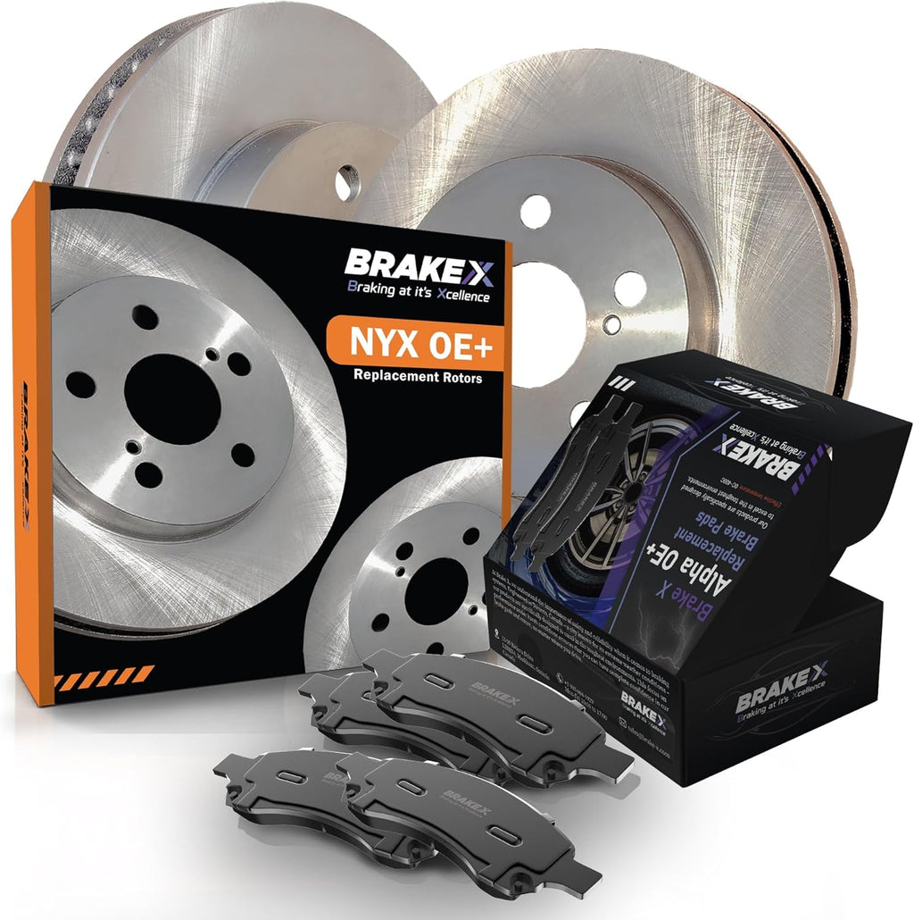 Brake X Front Brake Pads and Rotors Kit replacement for 2007 GMC TRUCK VAN SIERRA 1500 | NYX OE+ Rotors and Alpha Ceramic Brake Pads