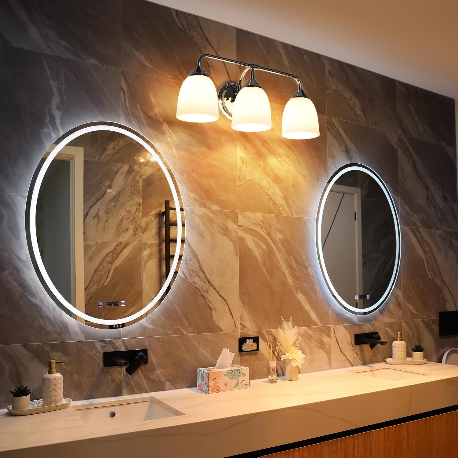 Chrome 3-Light Traditional Bathroom Vanity Light Fixtures Over Mirror, Modern Vanity Lights for Living Room, Standard E26 Base, Chrome