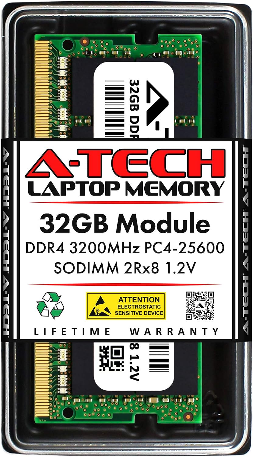 A-Tech 32GB RAM for Lenovo Legion 5/5i Gaming Laptop | DDR4 3200MHz PC4-25600 SODIMM 2Rx8 1.2V 260-Pin Non-ECC SO-DIMM Memory Upgrade