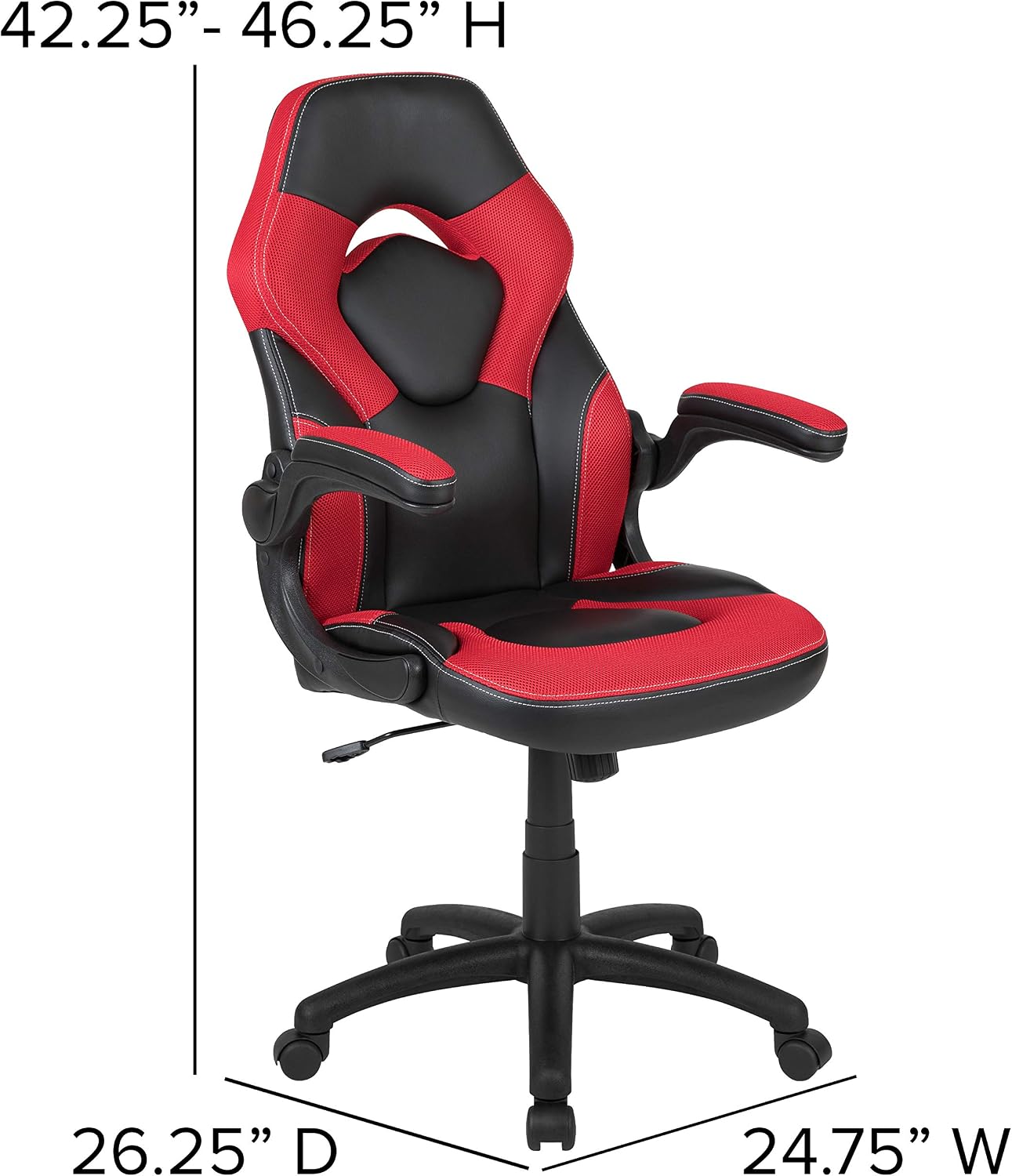 Flash Furniture Black Gaming Desk and Red/Black Racing Chair Set with Cup Holder, Headphone Hook, and Monitor/Smartphone Stand