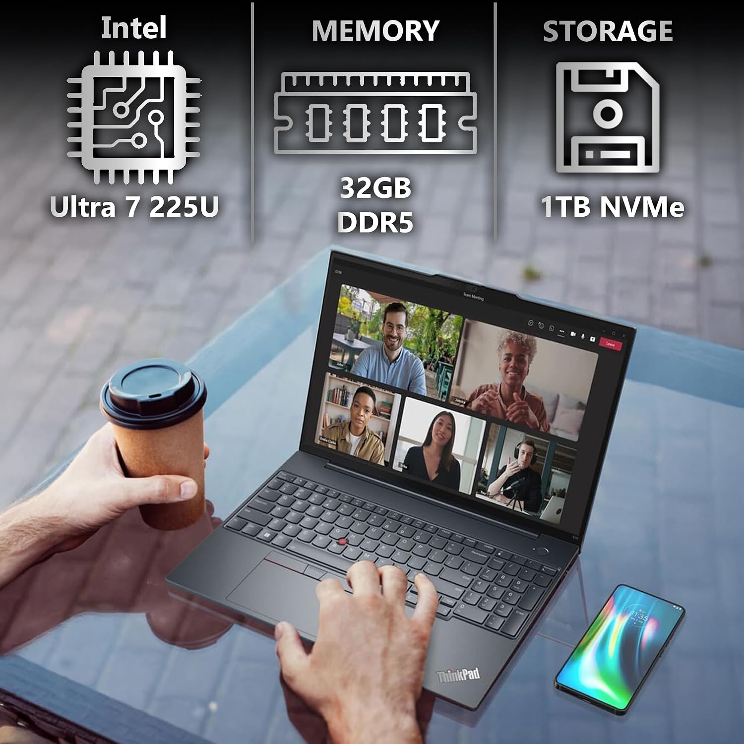 Lenovo ThinkPad T16 Gen 4 AI Business Laptop 16' FHD+ Display, Intel Ultra 7 255U (Beats i7-1355U), 32GB DDR5 RAM, 1TB SSD, 5MB Webcam, Fingerprint, Backlit KB, WiFi 6E + BT, RJ-45, HDMI, Win 11 Pro