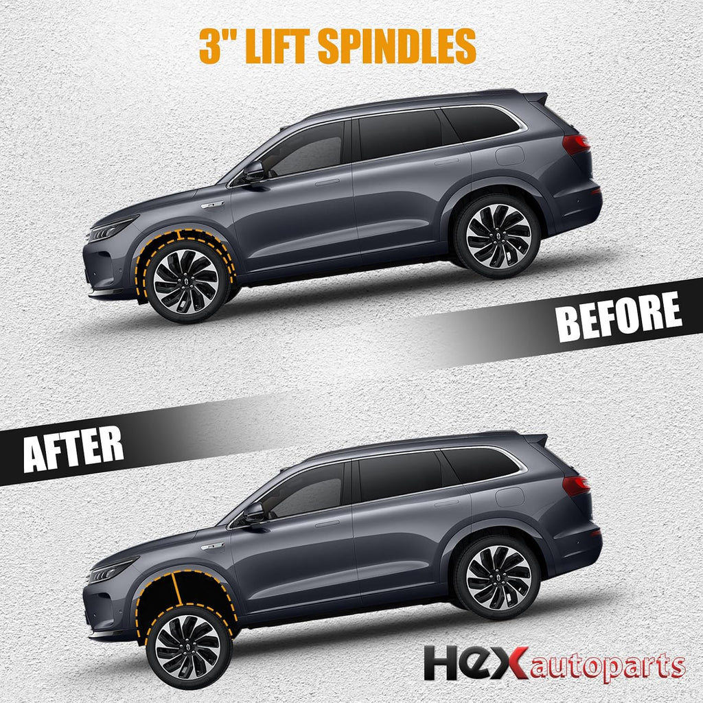 3'' Lift Spindles Knuckles Front Suspension Leveling Kit Pair replacement for Cadillac Escalade Chevy Silverado Tahoe Suburban Avalanche GMC Sierra Yukon XL 1500 2WD 2007-2015
