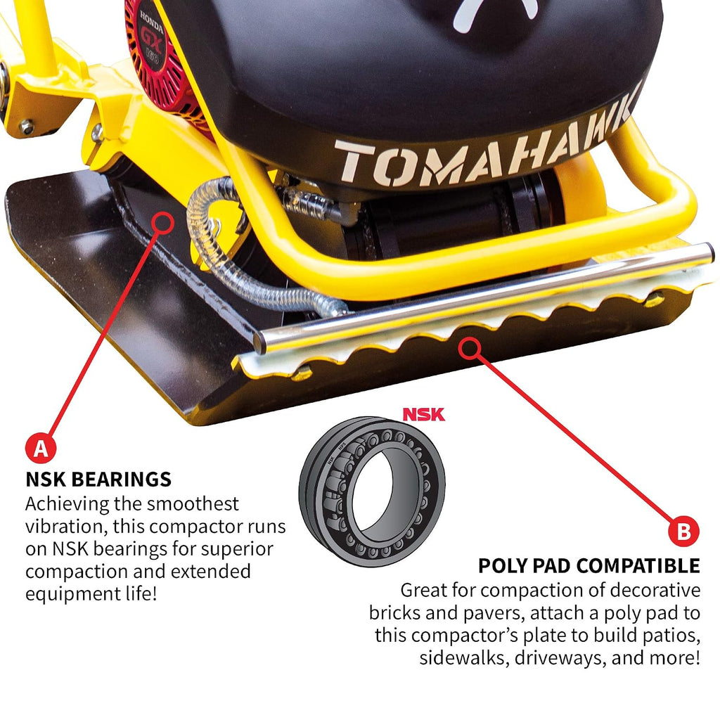 5.5 HP Honda Engine Forward Plate Compactor Walk Behind Vibratory Dirt Asphalt Soil Plate Compactor (Compactor + Pad)