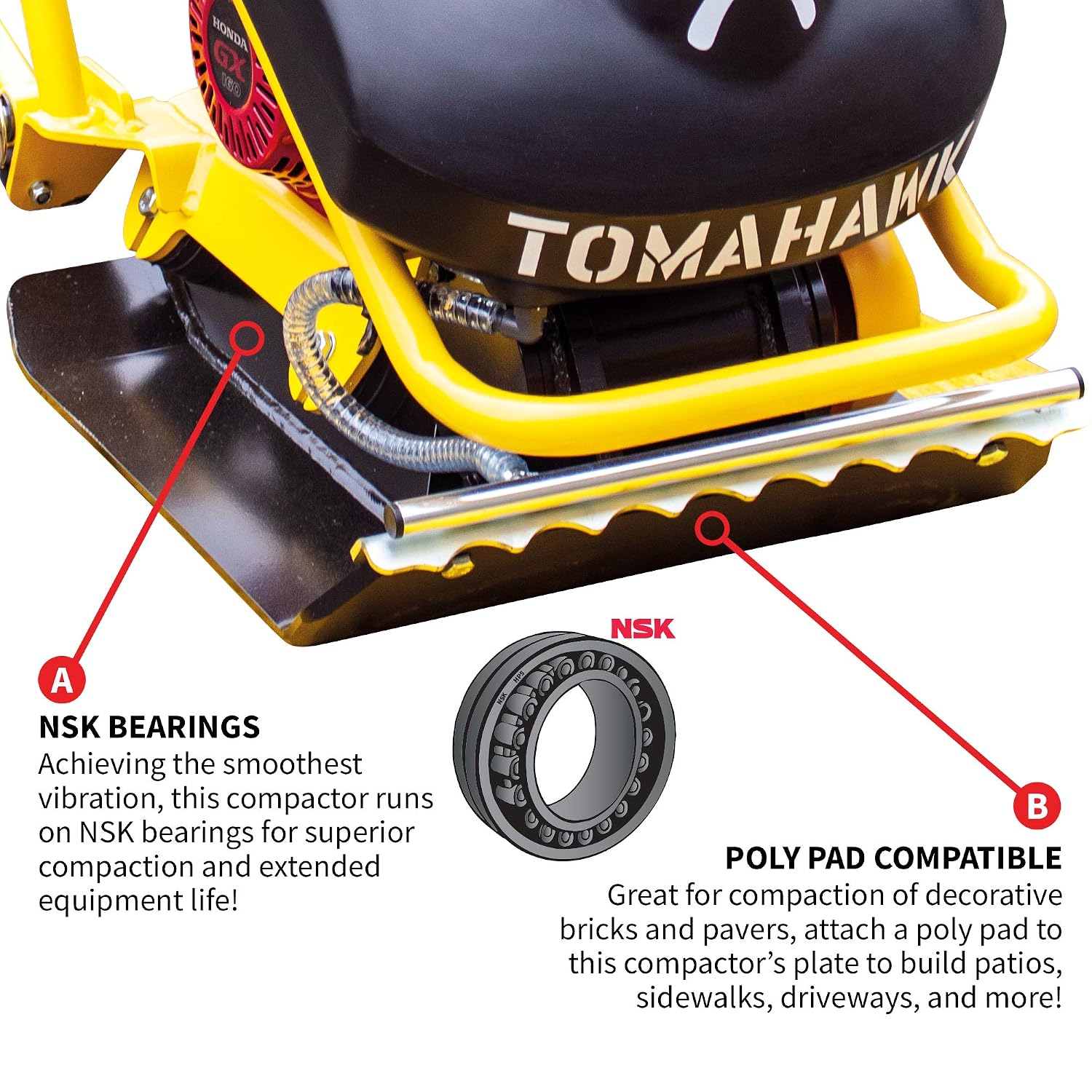 5.5 HP Honda Engine Forward Plate Compactor Walk Behind Vibratory Dirt Asphalt Soil Plate Compactor (Compactor + Pad)