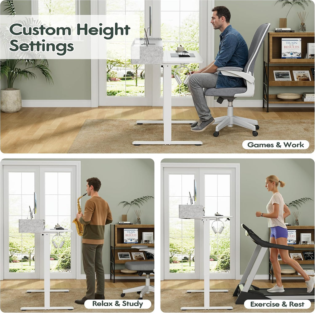 Homall Electric Standing Desk with 2 Drawers, Adjustable Height Computer Desk with Storage Sit Stand Table with Storage Shelf and Splice Board Quick Install for Home Office (White, 55 Inch)