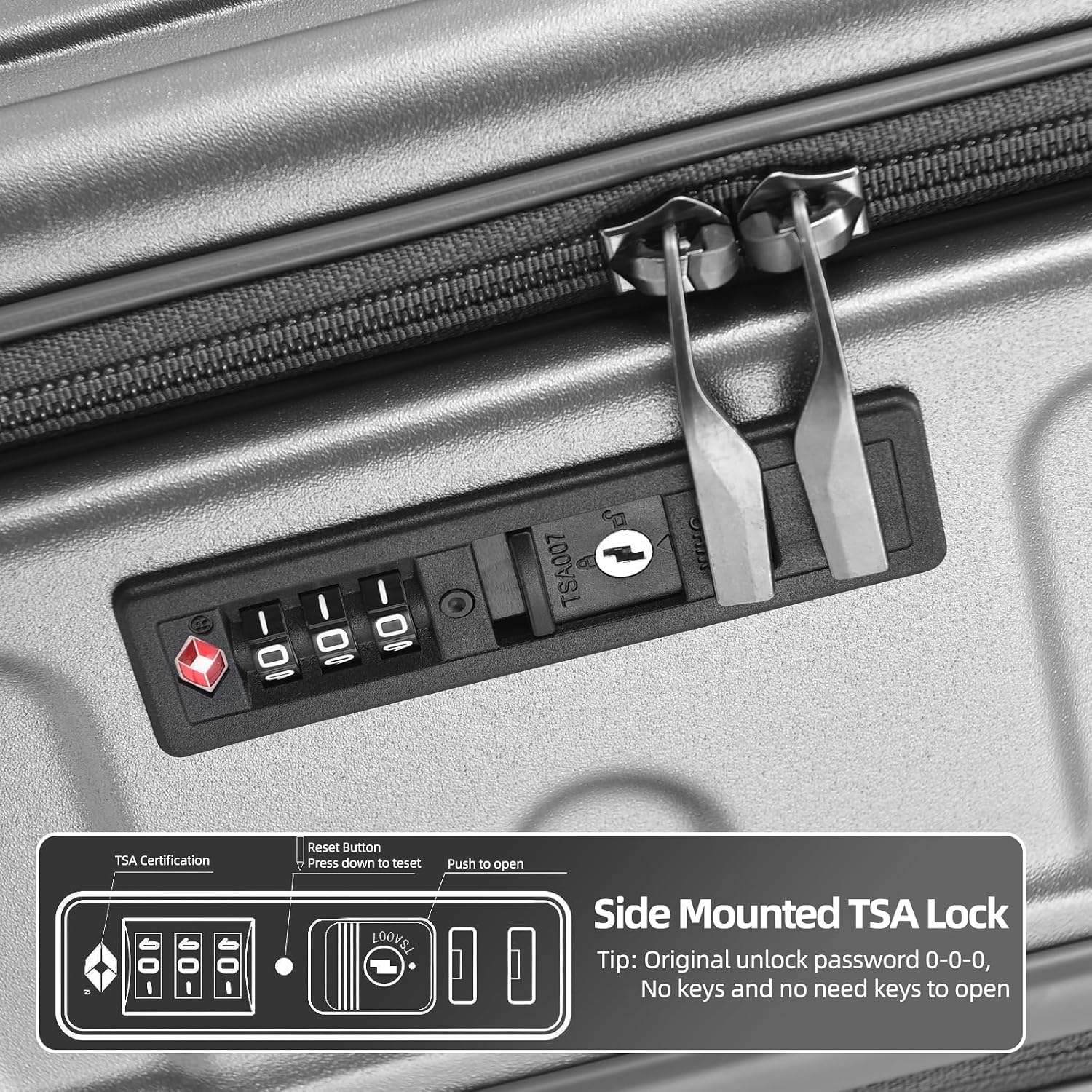 Kaleenie 29 Inch Luggage with Expansion & Side Opening Design, 50 * 31(35)*76cm, 117L~133L Ligthweight ABS+PC Hardshell Checked Suitcase, Gray