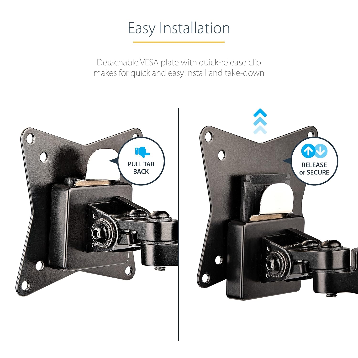 StarTech.com Desk Mount Monitor Arm for Single VESA Display up to 32' or 49' Ultrawide (17.6lb/8kg), Full Motion Articulating & Height Adjustable, Clamp or Grommet Base, Single Monitor Arm