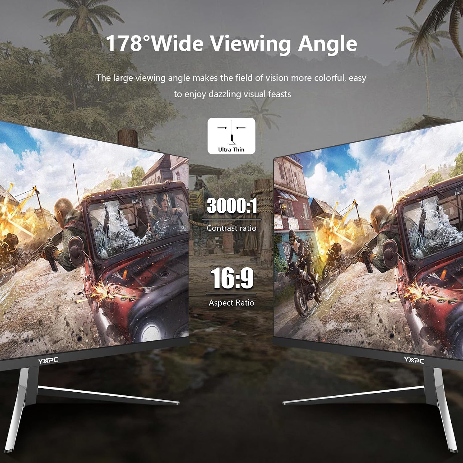 24 Inch Computer Monitor, 180Hz FHD 1080P VA Screen, 99% sRGB, 1ms, Frameless Design for Work and Play, HDMI, DP, VESA
