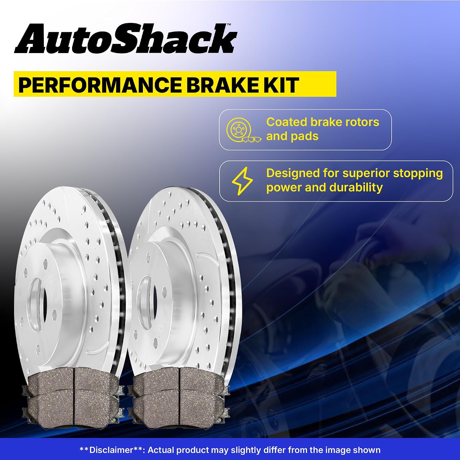 AutoShack Front & Rear Brake Rotors & Ceramic Pads for Jeep, Wrangler 2007-2017 Wrangler JK 2018, 4WD RWD V6 3.6L 3.8L - Coated Drilled & Slotted - Silver Matte Finish - TurboGuard
