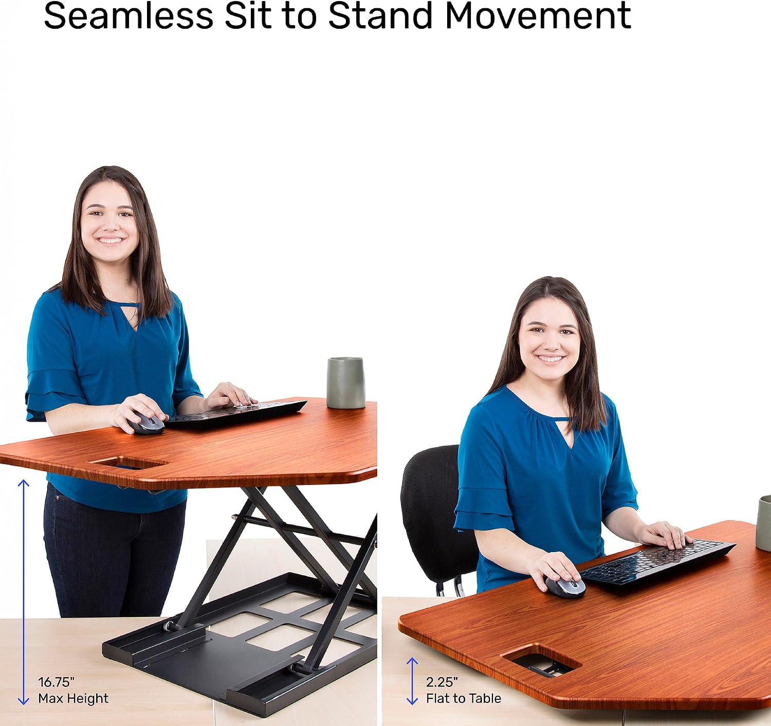 X-Elite Pro 40' Corner Standing Desk Converter with Pneumatic Lift | Adjustable Sit to Stand Riser, L-Shaped Desks & Cubicles | Fully Assembled Computer Workstation (Cherry)