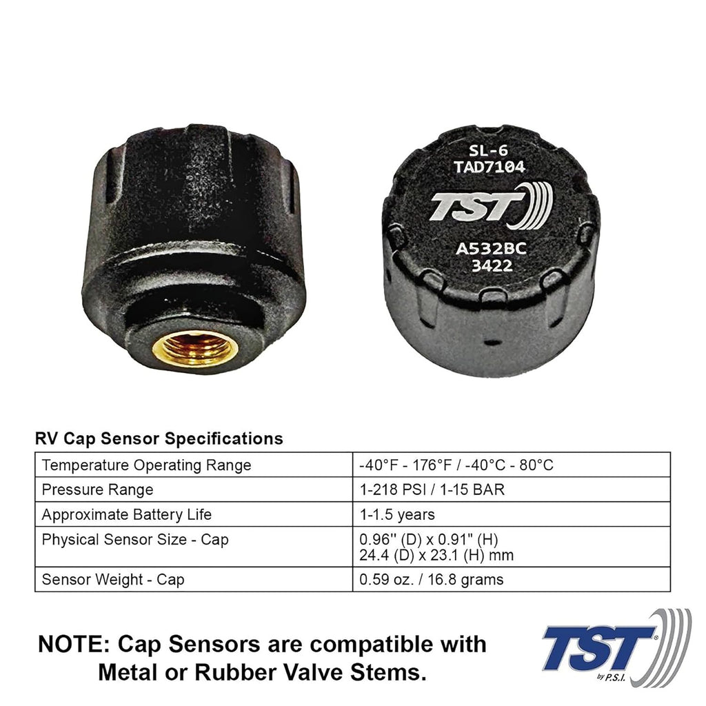 TST 507 Series TPMS - RV Tire Pressure Monitoring System with 8 Cap Sensors & Color Display Monitor for Travel Trailers, Campers and Motorhomes