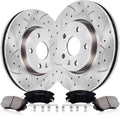 Front Drilled and Slotted Brake Pads and Rotors Kit Ceramic Automotive Replacement Brake Kits Vented 12.64 Inch Compatible for Equinox Impala Malibu 2010-2020 (10 Pcs)