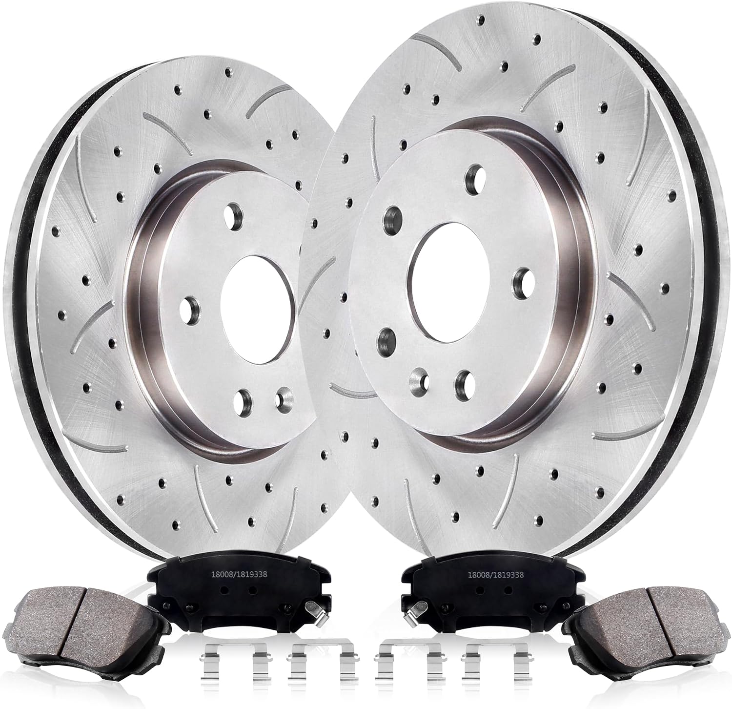 Front Drilled and Slotted Brake Pads and Rotors Kit Ceramic Automotive Replacement Brake Kits Vented 12.64 Inch Compatible for Equinox Impala Malibu 2010-2020 (10 Pcs)