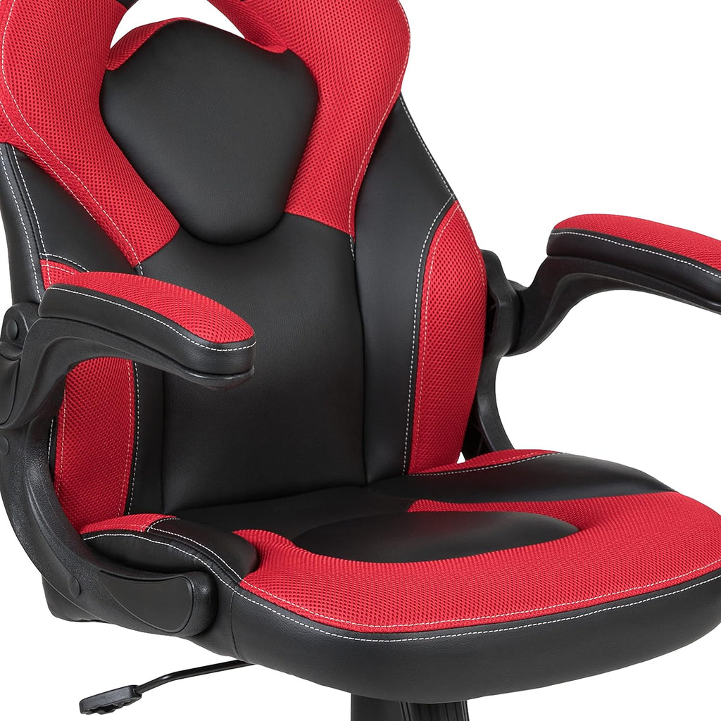 Flash Furniture Black Gaming Desk and Red/Black Racing Chair Set with Cup Holder, Headphone Hook, and Monitor/Smartphone Stand