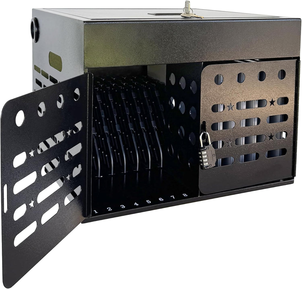 16-Device Laptop & Tablet Charging Cabinet with Combination Lock, Lockable Metal Charging Station for Chromebooks, iPads & Devices Up to 15.6', Classroom & Office Storage Organizer