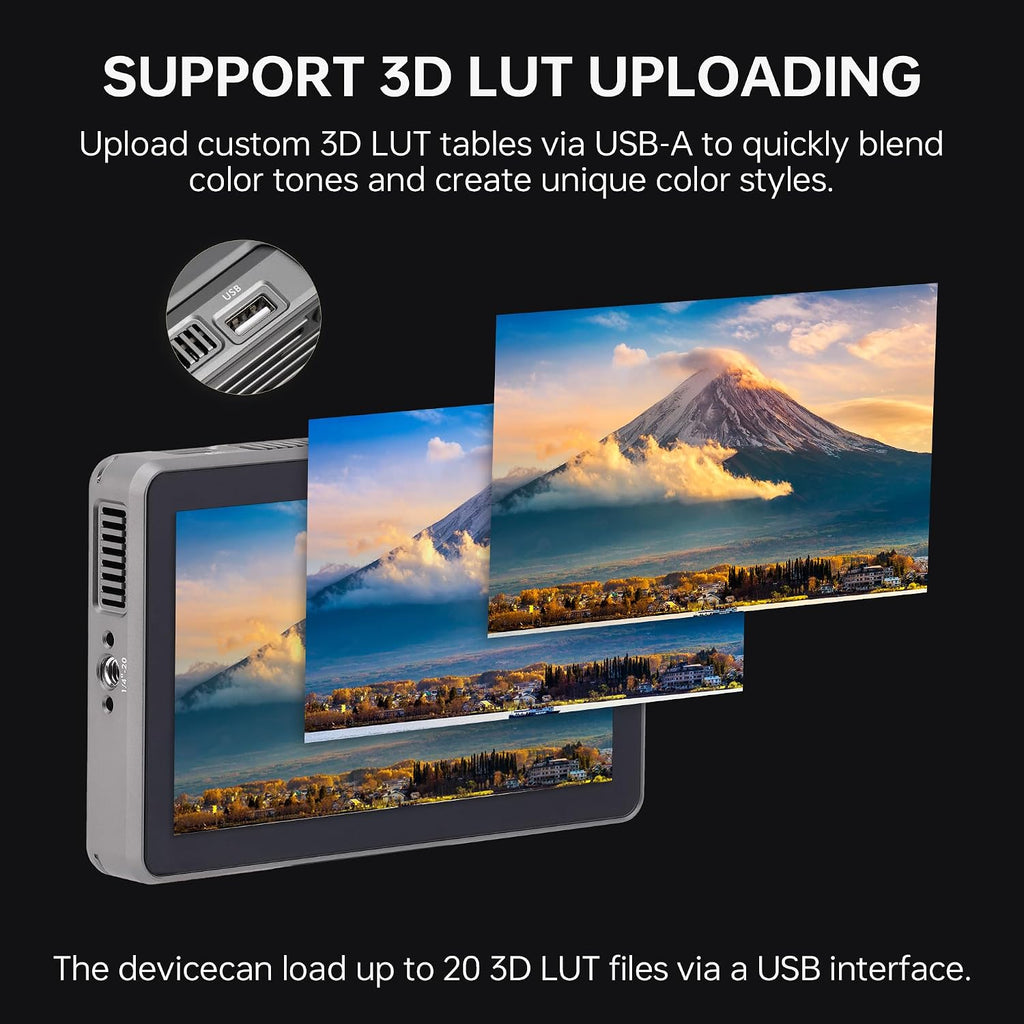 VILTROX DC-X3 Touchscreen Camera Field Monitor, 6 Inch 4K Professional Photographic Monitor 3G-SDI/HDMI 1.4 Input Output, 2000nits Camera Monitor with Battery, Sunshade Hood, USB A 3D Lut