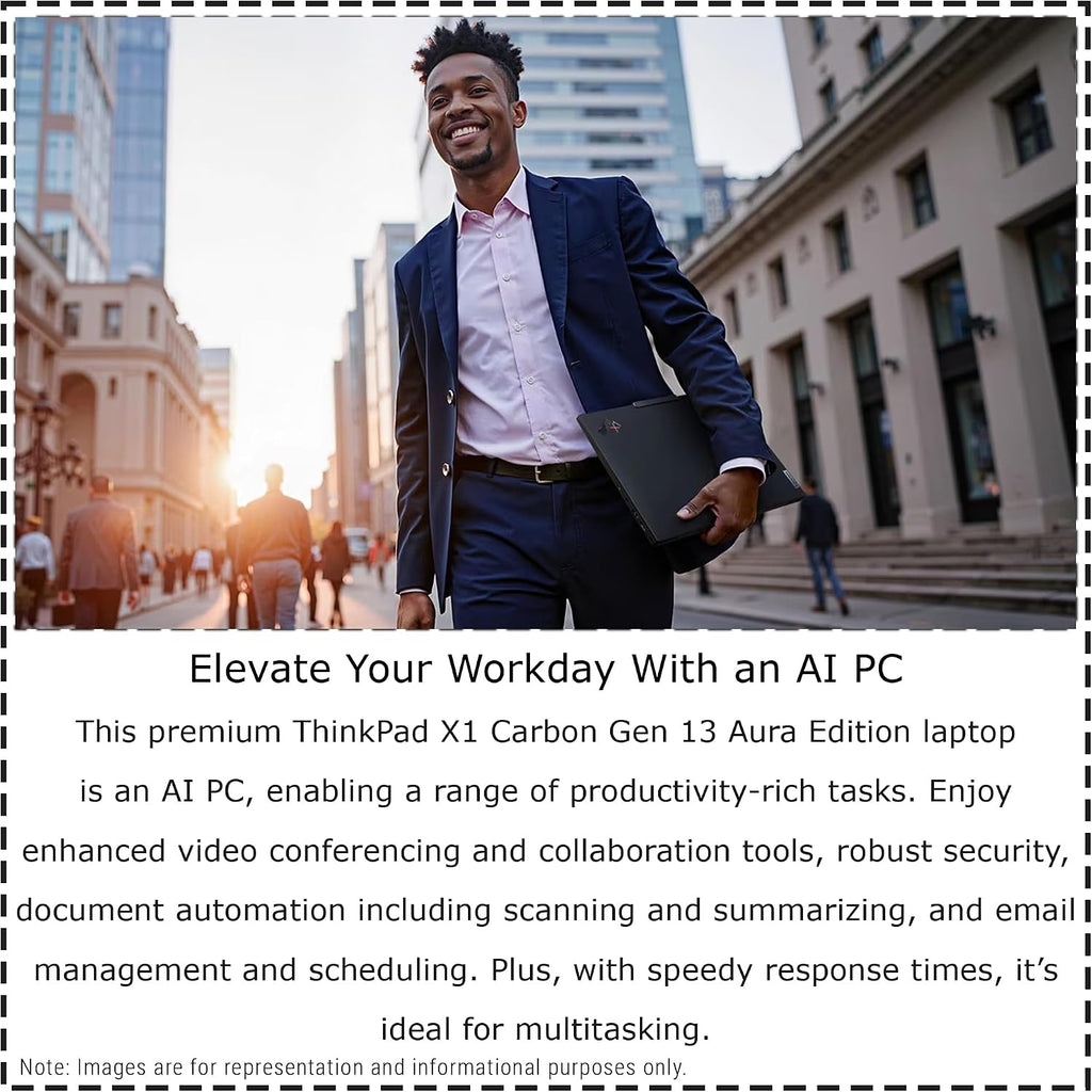 Lenovo Thinkpad X1 Carbon Gen 13 Aura Edition Laptop, Intel Ultra 7-265U, 32 GB LPDDR5x RAM, 1 TB PCIe SSD, 14' WUXGA (1920x1200) Display, Integrated Intel Graphics, Backlit Keyboard, W11 Pro, Black