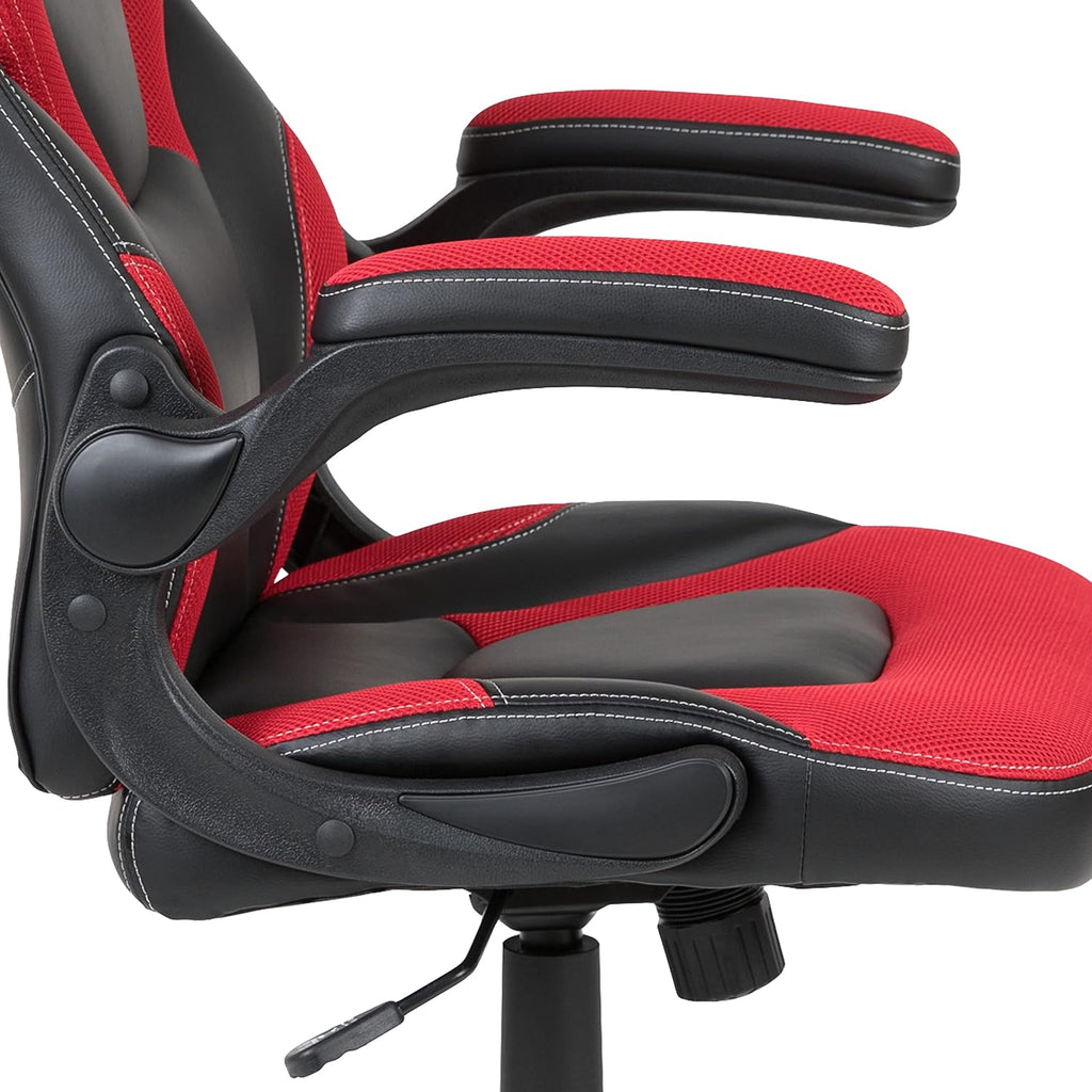 Flash Furniture Black Gaming Desk and Red/Black Racing Chair Set with Cup Holder, Headphone Hook, and Monitor/Smartphone Stand
