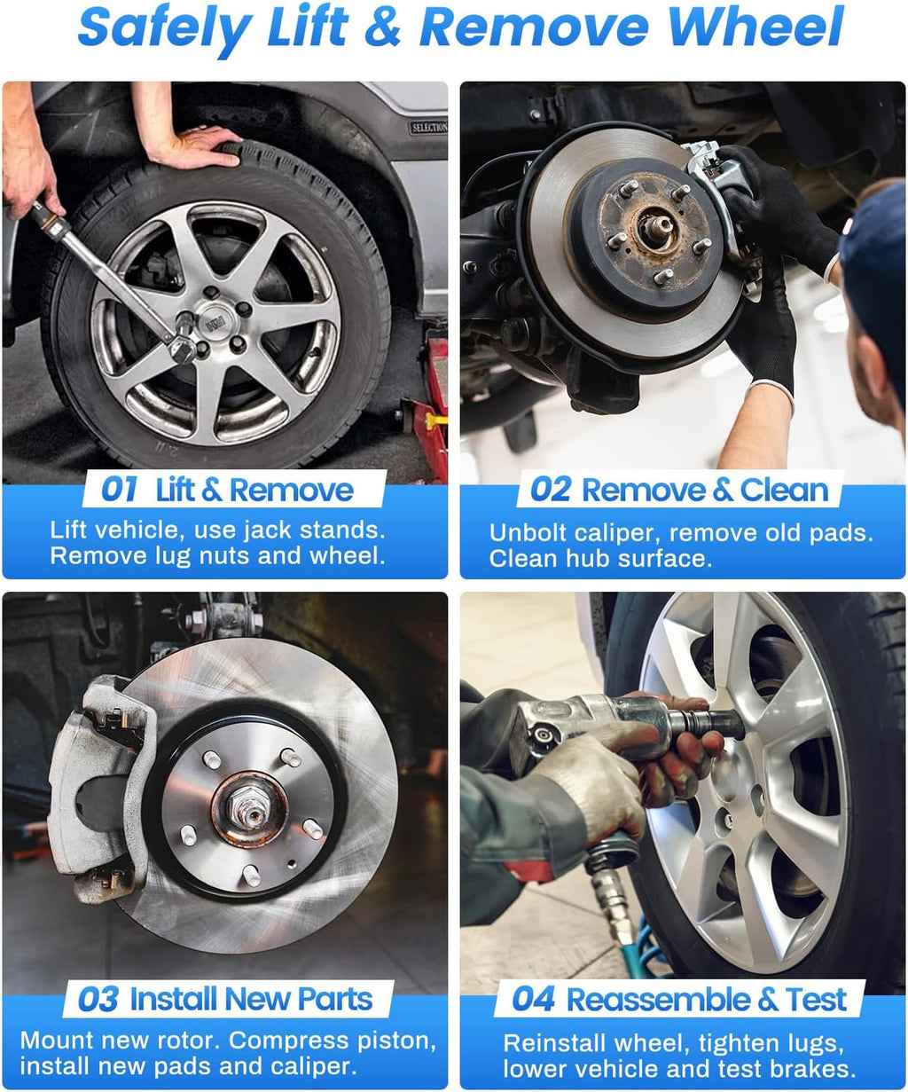 Anpulsero Automotive Replacement Brake Kits Rear Brake Pads and Rotors Kit Compatible with 2007-2013 Chevrolet Silverado 1500, Brakes and Rotors Geomet 55133 D1194-8312 Brake Kit 344.7mm（13.6in）
