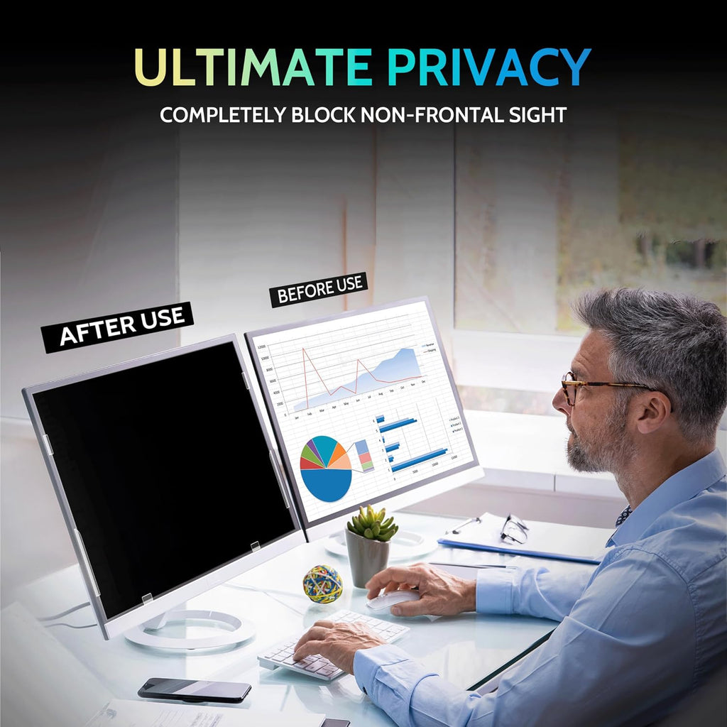 [2 Pack] 34 Inch Privacy Screen for Computer Curved Monitor 21:9 Aspect Ratio, Eye Protection Anti Blue Light Glare Shield, 34inch Removable Black Blackout Anti Spy Desktop Security Private Filter