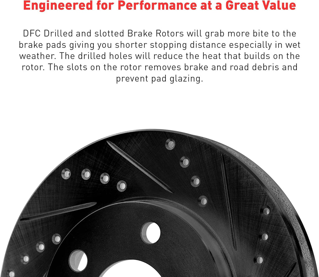 Dynamic Friction Company Front Brakes and Rotors|DrilledBrake Rotors| Front 3000 Ceramic Brake Pads and Rotors Kit| Automotive Replacement Brake Kits