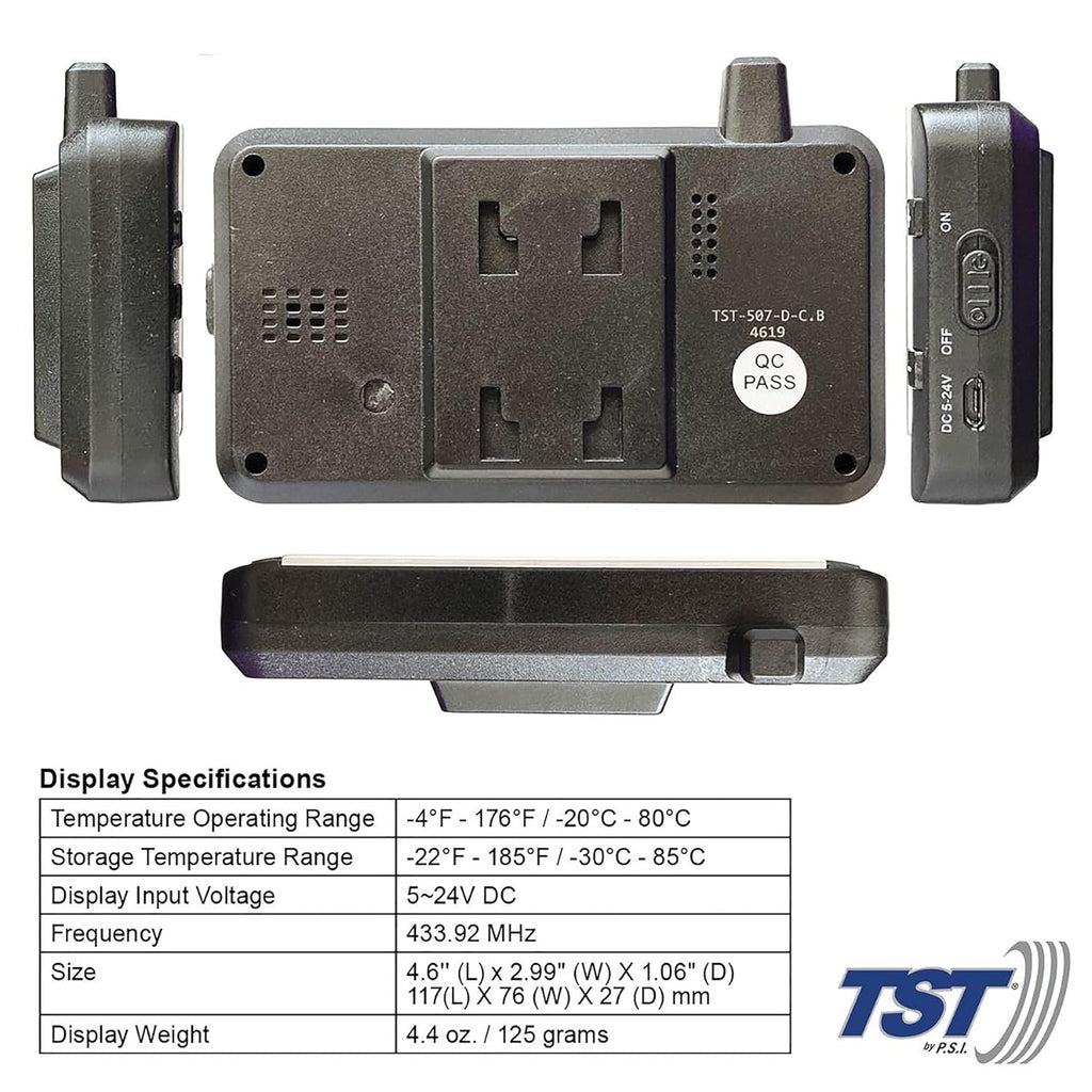 TST 507 Series TPMS - RV Tire Pressure Monitoring System with 4 Cap Sensors & Color Display Monitor for Travel Trailers, Campers and Motorhomes