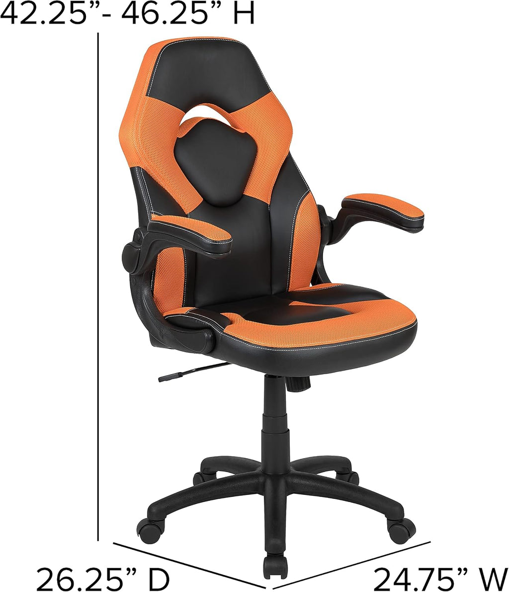 Flash Furniture Black Gaming Desk and Orange/Black Racing Chair Set with Cup Holder, Headphone Hook, and Monitor/Smartphone Stand