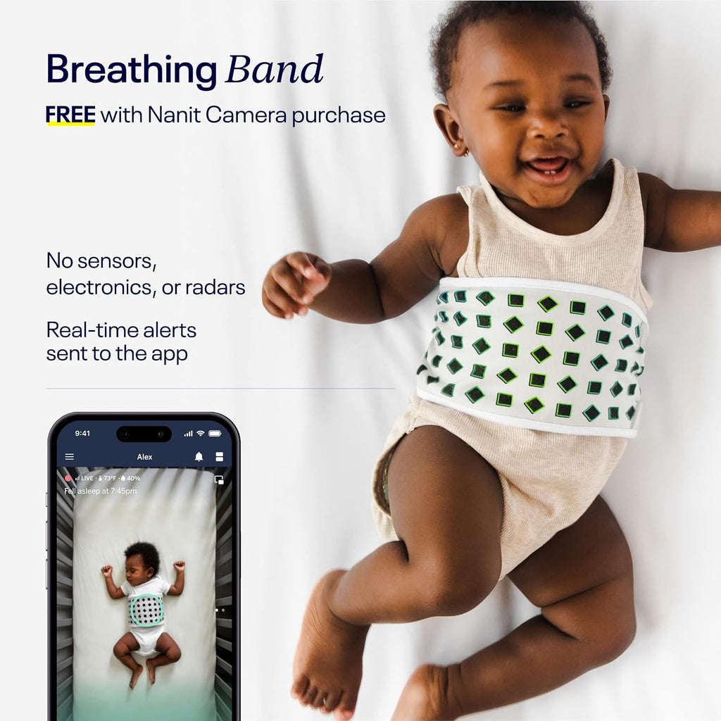 Nanit Pro Smart Baby Monitor & Flex Stand - 1080p Secure Wi-Fi Video Camera, Sensor-Free Sleep & Breathing Motion Tracker, 2-Way Audio, Sound & Motion Alerts, Night Vision, and Breathing Band - Blue