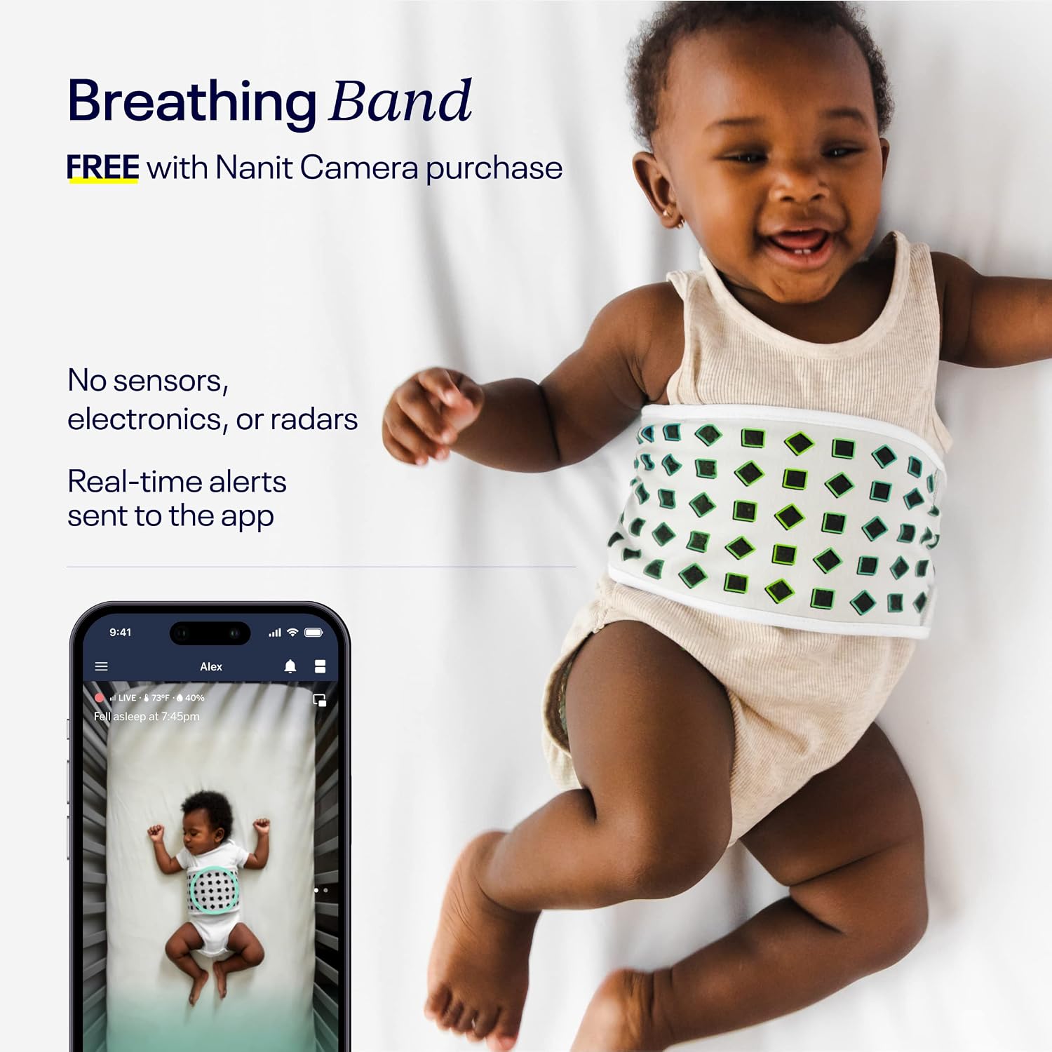 Nanit Pro Smart Baby Monitor & Flex Stand - 1080p Secure Wi-Fi Video Camera, Sensor-Free Sleep & Breathing Motion Tracker, 2-Way Audio, Sound & Motion Alerts, Night Vision, and Breathing Band - Blue