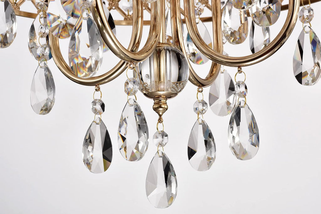 Edvivi Marya 4-Light Round Crystal Chandelier Ceiling Fixture | Beaded Drum Shade (Gold)