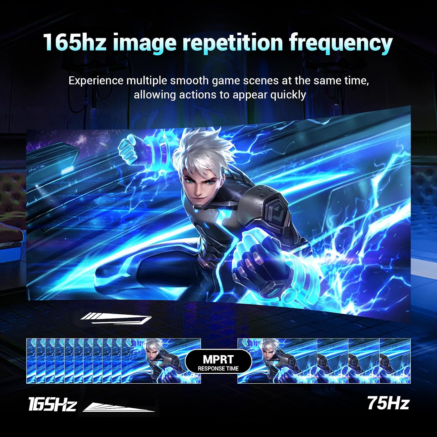 49' inch Curved Ultrawide Gaming Monitor DQHD 5120x1440 165Hz 32:9 1500R 120% sRGB FreeSync,HDR10,PIP/PBP,1ms MPRT,Eye Care,HDMI 2.1 * 2, DP1.4 * 2, VESA(100mm*100mm) Wall Mount Ready