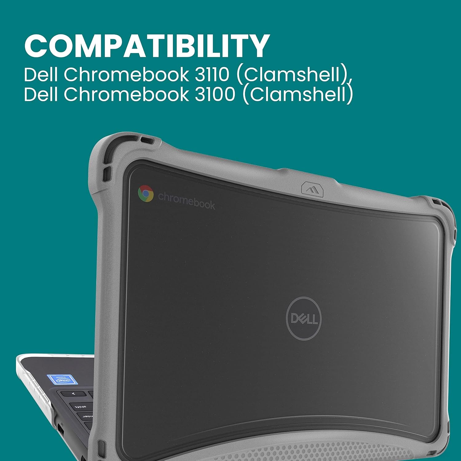 Brenthaven EXO Custom Case Dell Chromebook 3110/3100 11 inch |Clamshell| 10 Pack - Drop Tested Protection, Low Rubberized Feet, Seamless Asset Tagging, Snap in Installation for School or Work - Black
