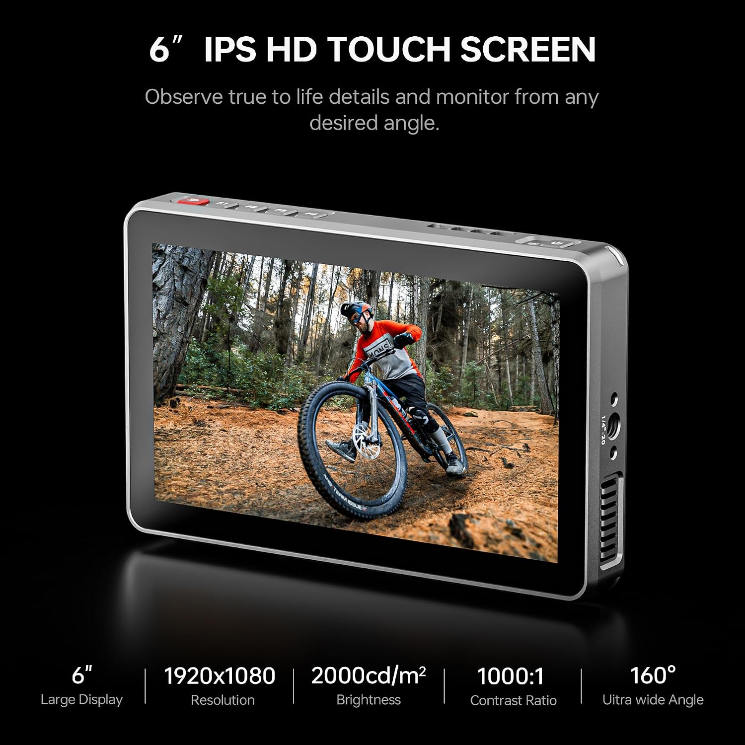 VILTROX DC-X2 6 Inch Touchscreen Camera Field Monitor with Rig Cage, Professional Photographic Monitor 4K HDMI 1.4, 2000 nits, Camera Monitor with Battery, Sunshade Hood, USB A 3D Lut