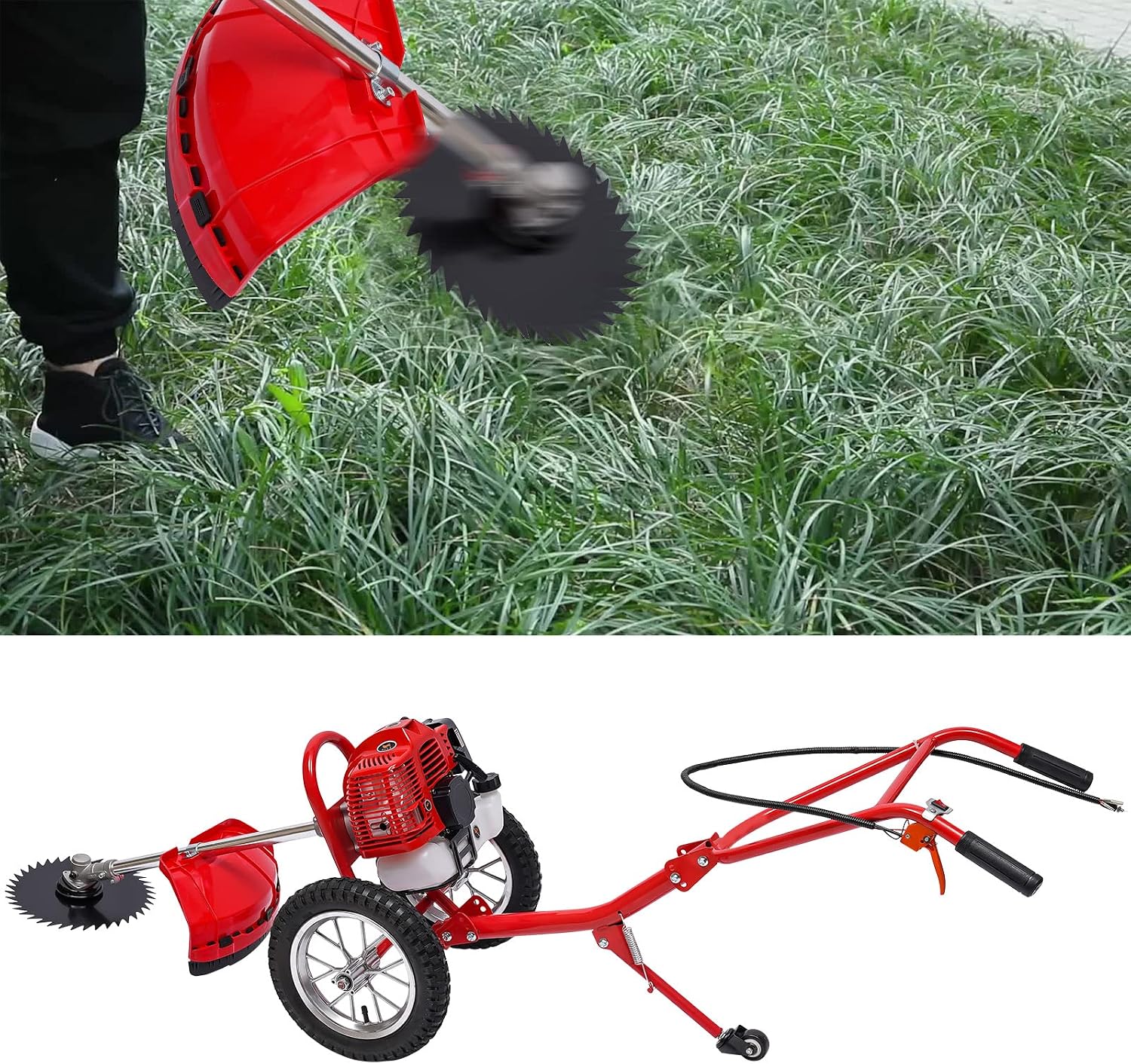 2 Stroke Gasoline Engine Lawn Mower, Hand Push Irrigation Mower Push Lawn Mower Gas Powered