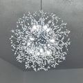 Modern Dandelion Firework Chandelier, Chrome Dining Room Chandelier, Crystal Hanging Pendant Lighting Fixture for Living Room, Bathroom, Bedroom, Entryway, 12-Light