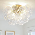 8-Light Flush Mount Ceiling Light, 16' Glass Bubble Ball Chandelier with 21 Clear Balls, Modern Globe Dining Room Light Fixture for Bedroom, Living Room, Hallway, Entry, Bathroom