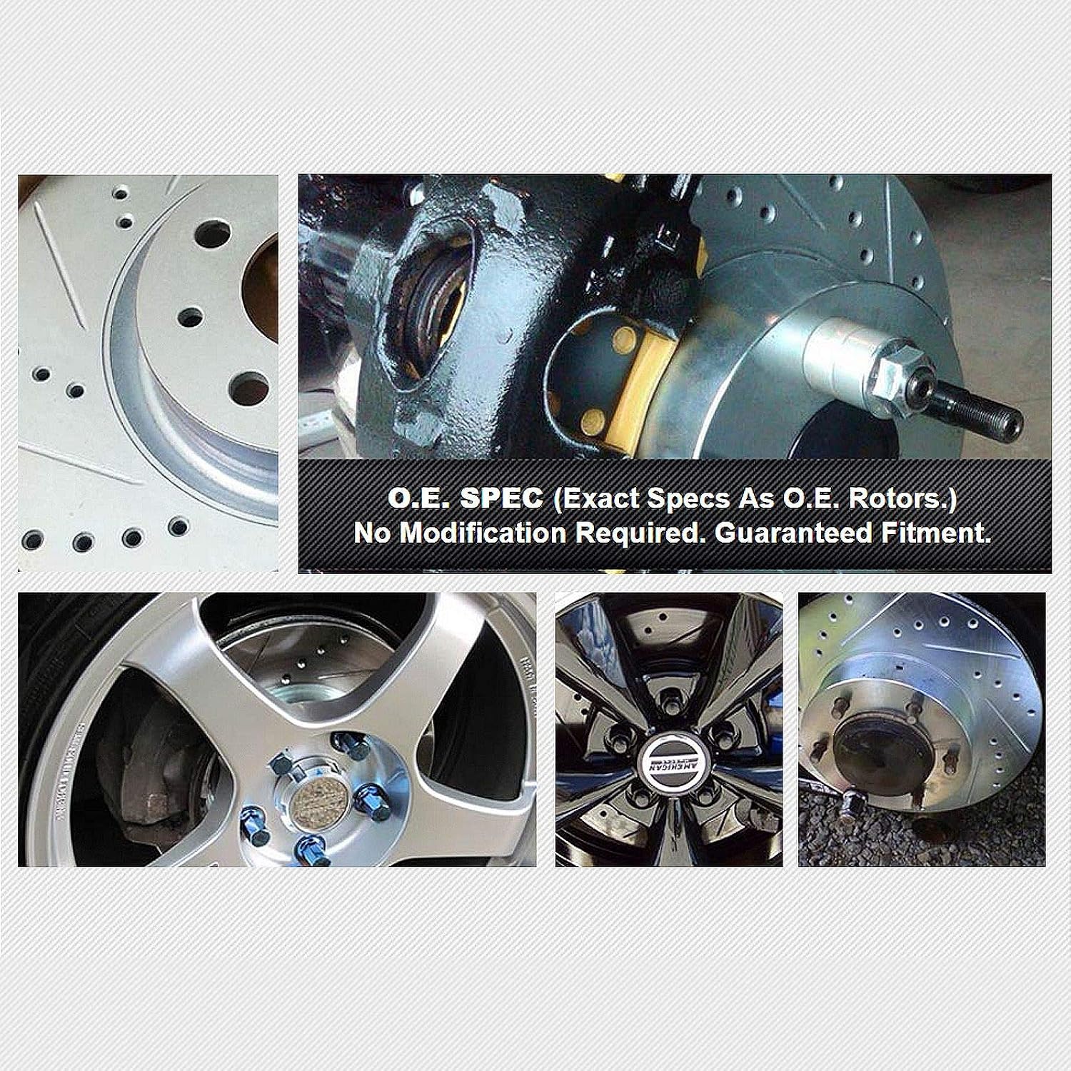 Power Sport Front and Rear Brake Kit For 2014-2019 Ford Fiesta| Drilled and Slotted Brake Rotors| Ceramic Brake Pads and Rotors Kit