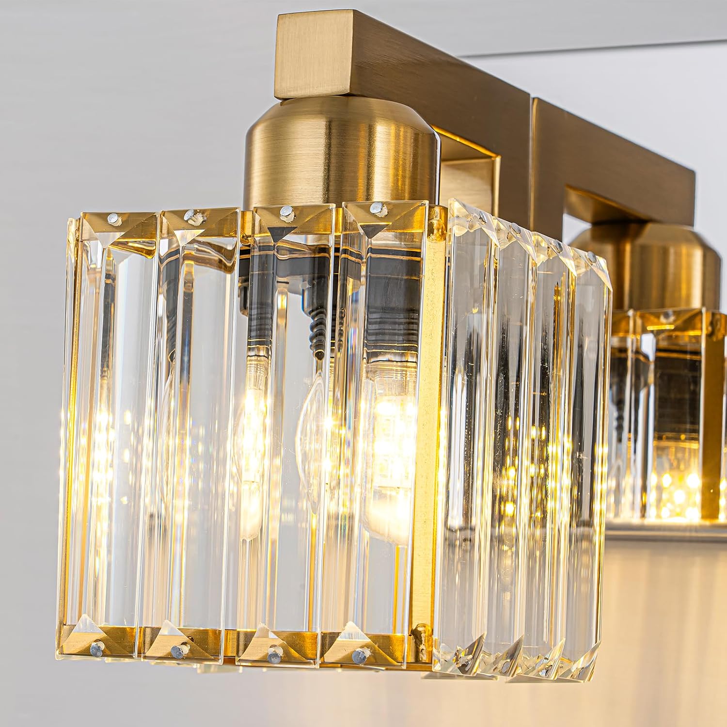 Gold Chrome Crystal Bathroom Light 3-Light Modern Bathroom Vanity Light Fixtures Over Mirror Wall Sconce