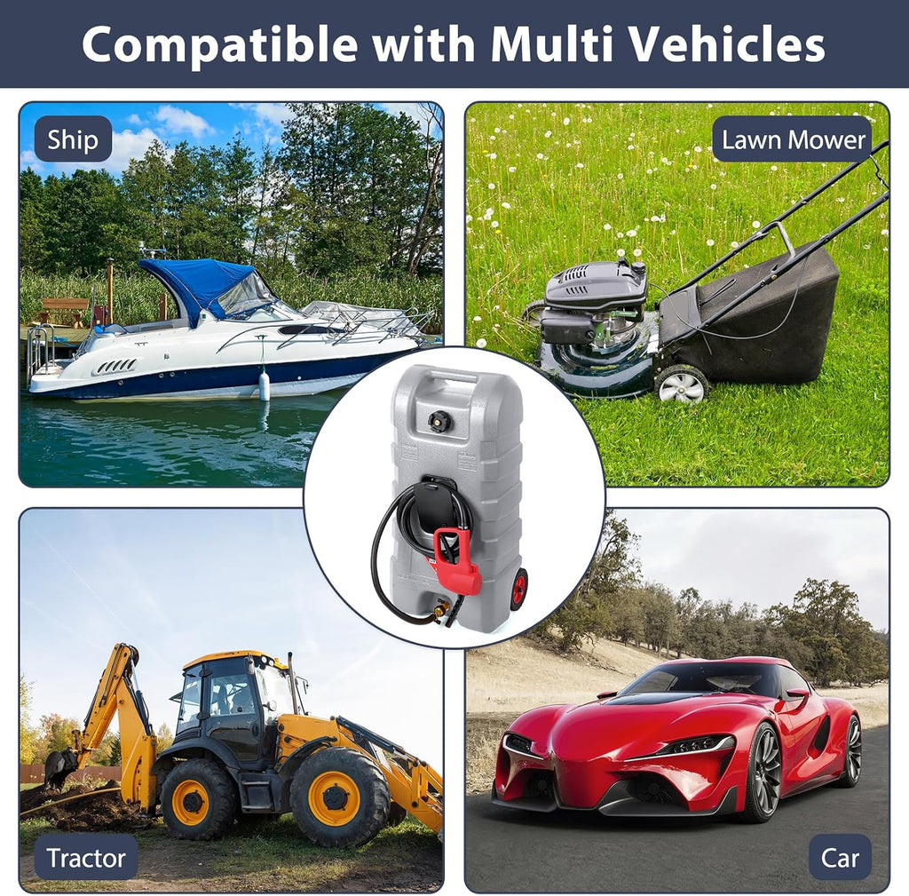 Portable Gas Fuel Tank 15 Gallon W/Casters,Portable Fuel Tank With Fluid Transfer Siphon Pump&10ft Delivery Hose,Diesel Storage Can On-Wheels for Cars, Lawn Mowers,Boats,Container Caddy Can