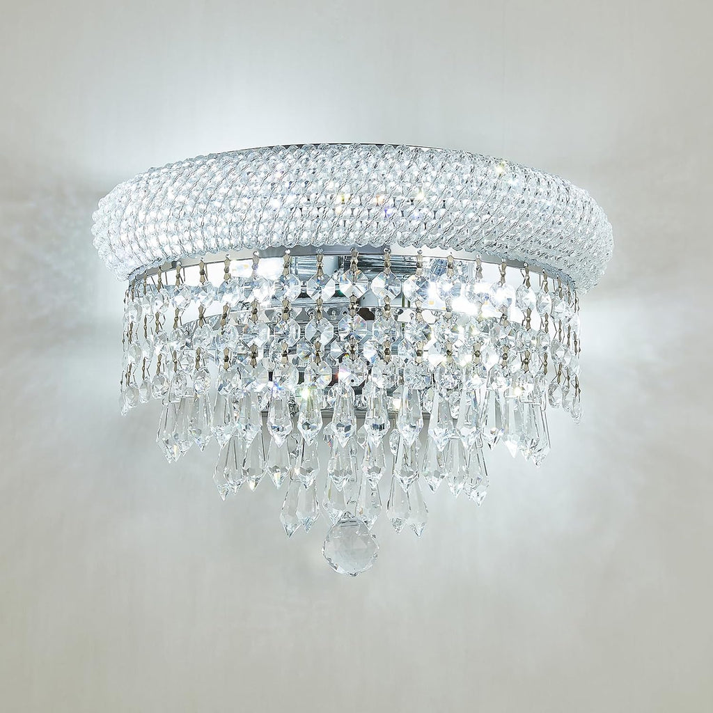 2-Lights Crystal Icicle Prisms Drops Wall Sconce Light for Living Room Dining Room Bathroom Vanity Mirrors Hallway Bedroom Closet Stairway (Chrome)