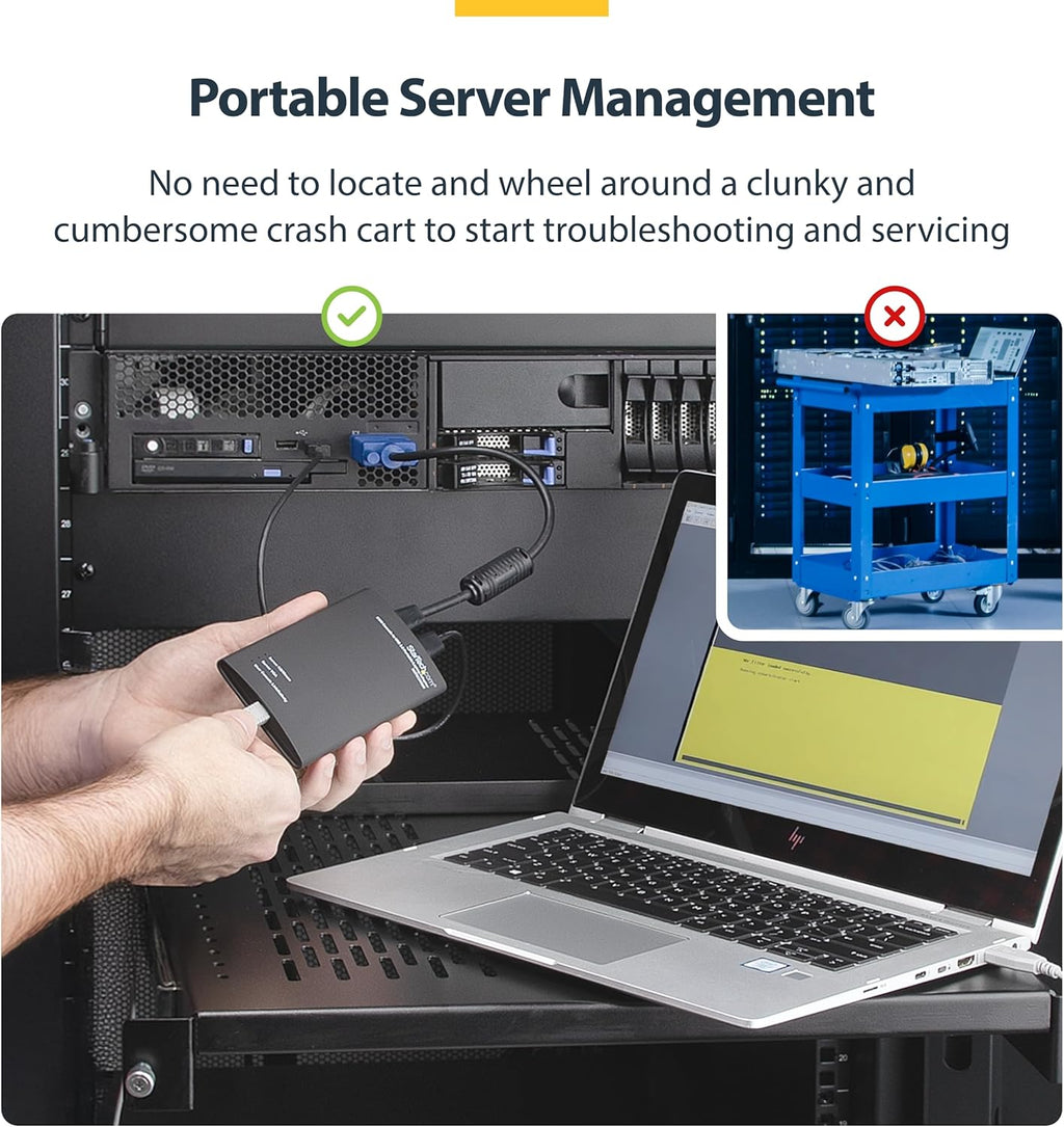 StarTech.com Portable Laptop Crash Cart Adapter for Server Management, USB/VGA KVM Console, Windows/Linux/MacOS - TAA