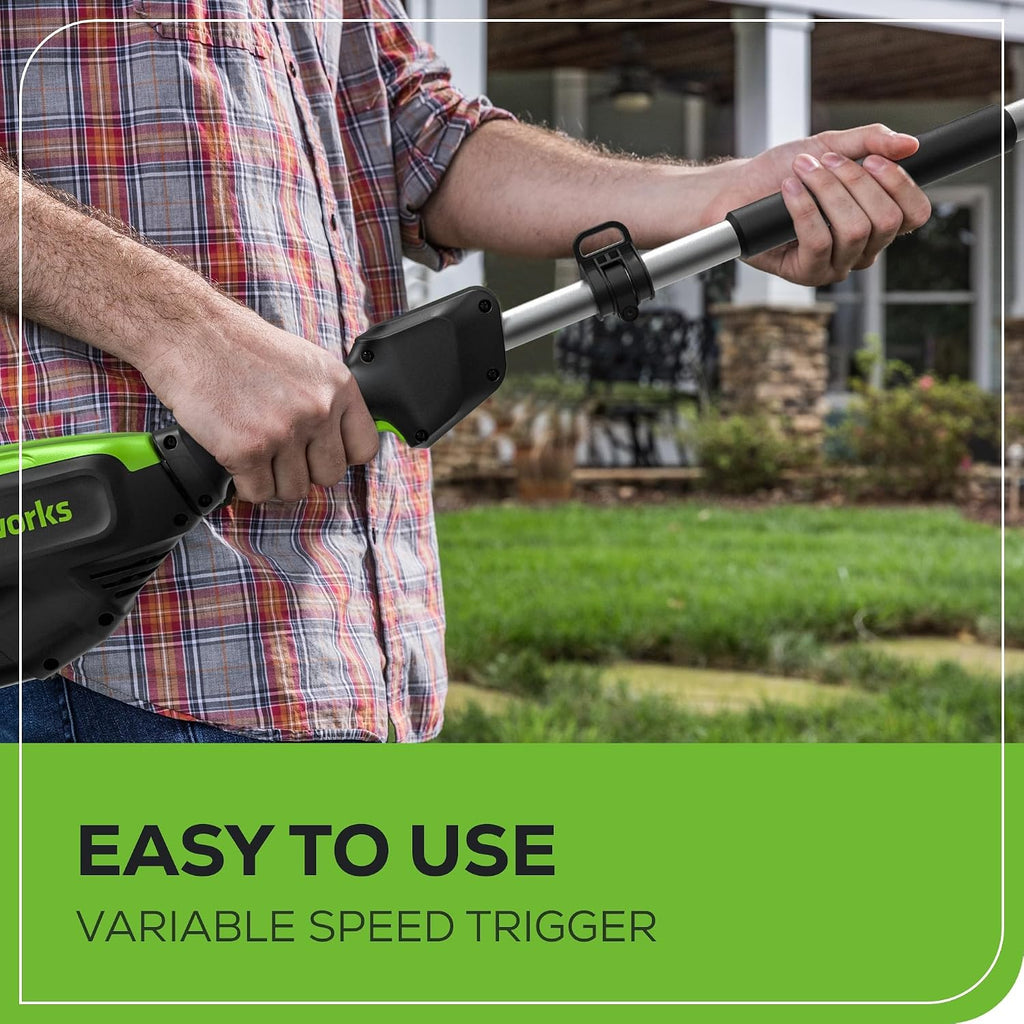 Greenworks 80V 10' Brushless Cordless Polesaw (Great For Pruning and Trimming Branches / 75+ Compatible Tools), 2.0Ah Battery and Charger