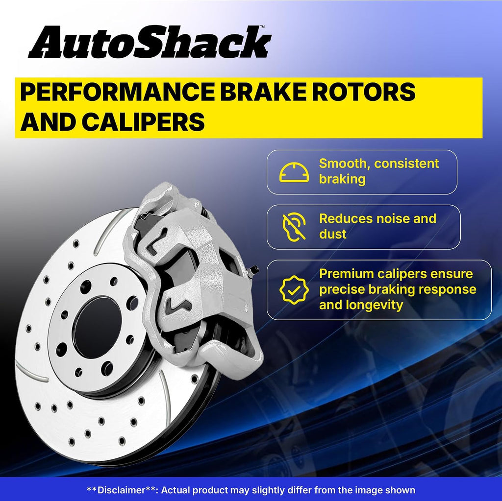 AutoShack Front & Rear Brake Rotors & Calipers for Honda, Civic 2006-2011, FWD L4 1.8L - Coated Drilled & Slotted - Silver Matte Finish - TurboGuard
