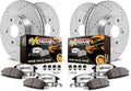 PowerStop Front & Rear Brake Kit For Chevrolet Silverado 2500 HD 2011 |GMC Sierra 3500 HD 2011 - Truck & Tow Carbon Fiber Ceramic Brake Pads + Drilled & Slotted Rotors Upgrade, K5561-36