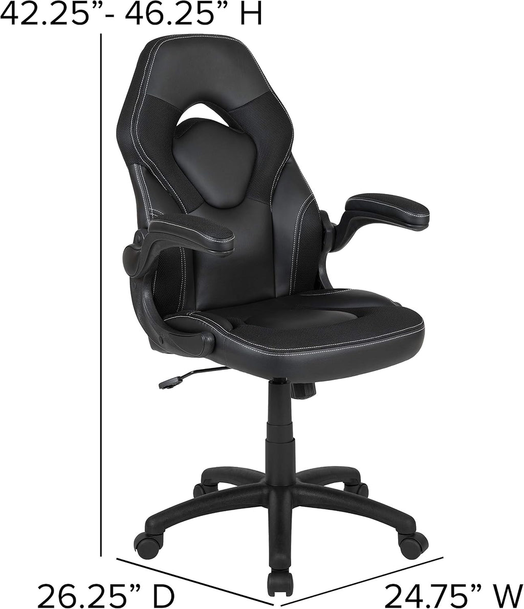 Flash Furniture Black Gaming Desk and Black Racing Chair Set with Cup Holder, Headphone Hook, and Monitor/Smartphone Stand
