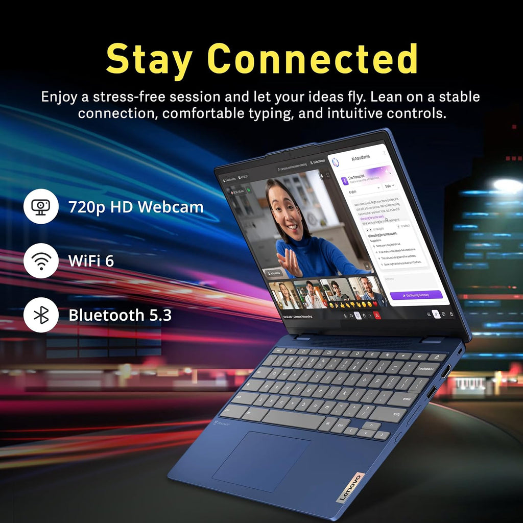 Lenovo Flex 3i Chromebook 12.2' WUXGA Touchscreen 2-in-1 Laptop, Intel N100, 4GB LPDDR5, 224GB Storage (64GB eMMC+160GB Docking Station Set), Intel UHD Graphics, HD Webcam, Wi-Fi 6, Chrome OS, Blue