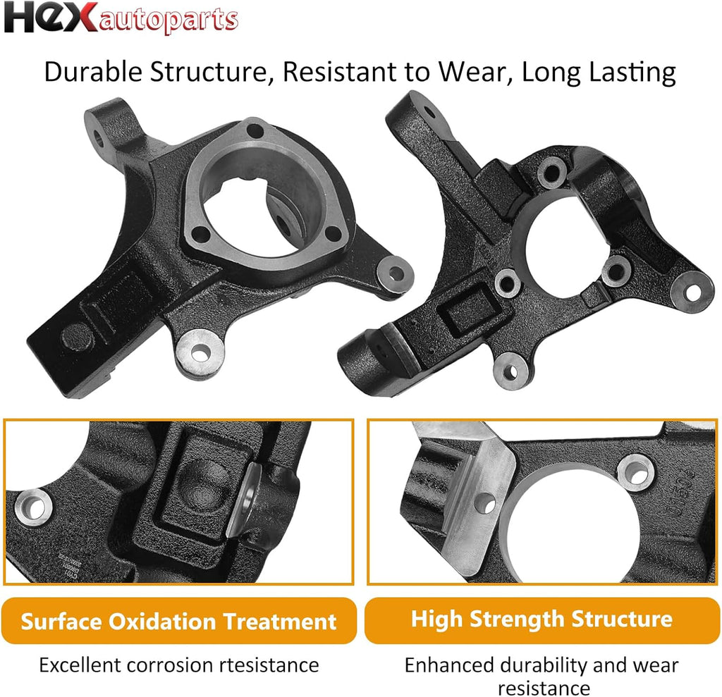 3'' Lift Spindles Knuckles Front Suspension Leveling Kit Pair replacement for Cadillac Escalade Chevy Silverado Tahoe Suburban Avalanche GMC Sierra Yukon XL 1500 2WD 2007-2015