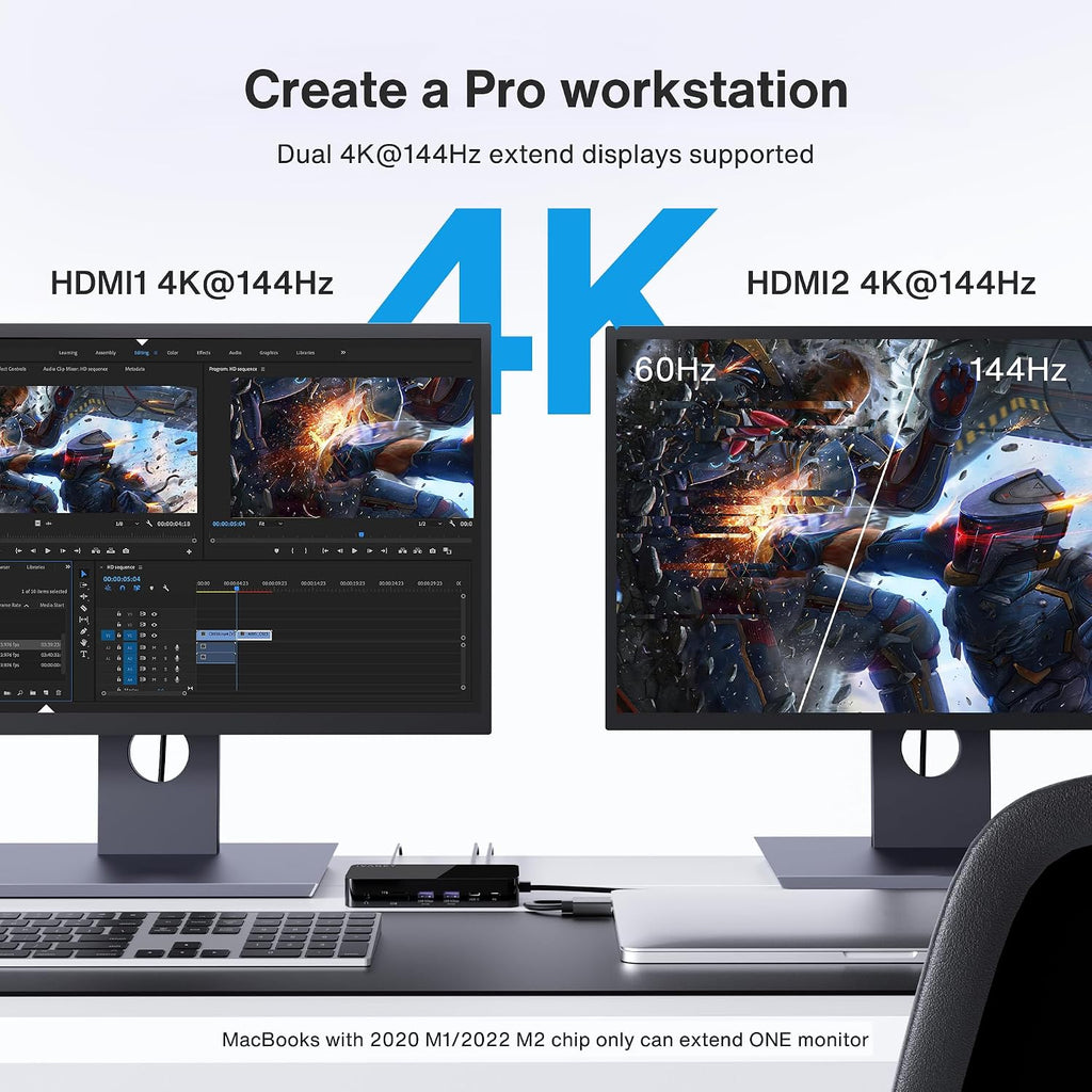 iVANKY 12-in-2 FusionDock 1 for M5 MacBook Dual 4K@144Hz Monitor (Docking Station for M5/M4/M3/M2/M1 Pro/Max MacBook Neo)(150W Power Adapter, SD/TF, USB, RJ45, 5Gbps) Plug and Play Dock Hub