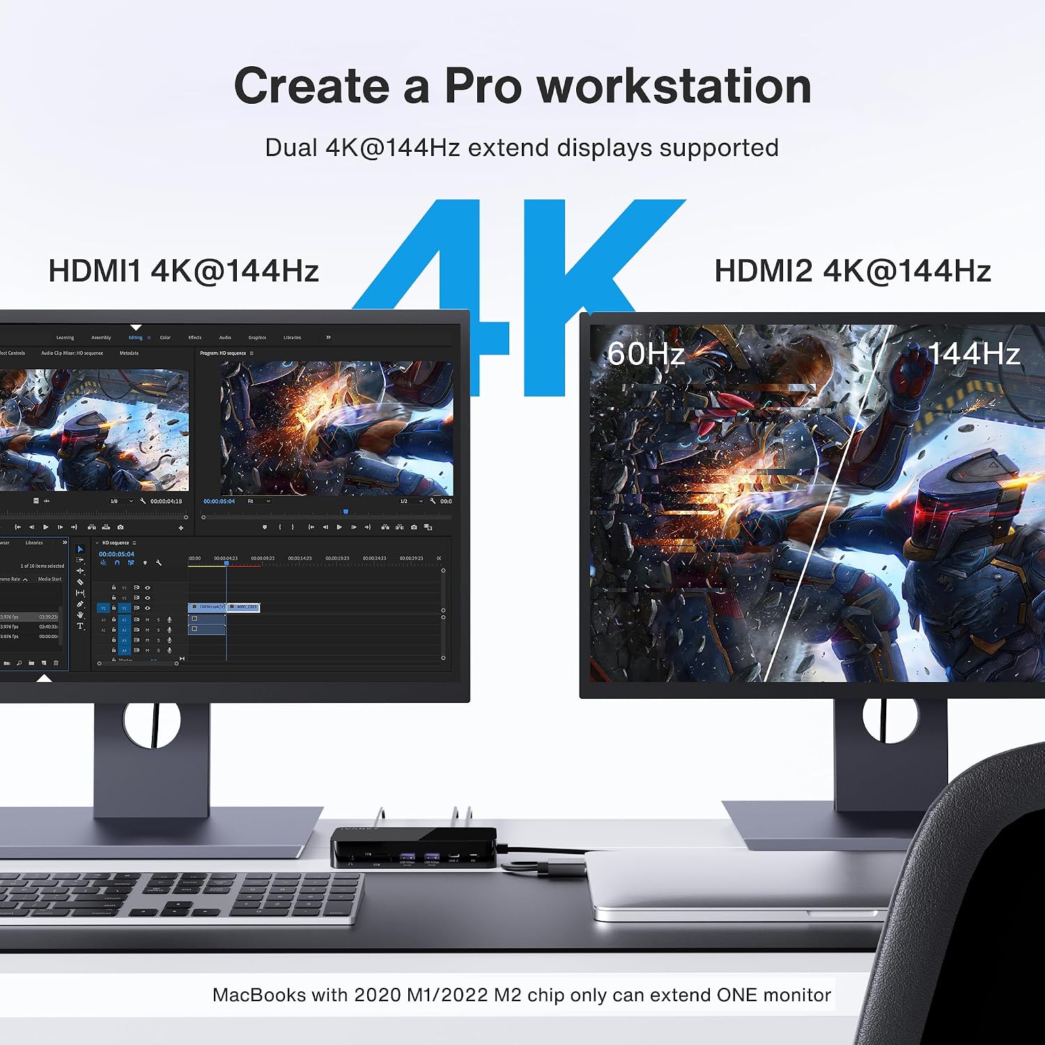 iVANKY 12-in-2 FusionDock 1 for M5 MacBook Dual 4K@144Hz Monitor (Docking Station for M5/M4/M3/M2/M1 Pro/Max MacBook Neo)(150W Power Adapter, SD/TF, USB, RJ45, 5Gbps) Plug and Play Dock Hub